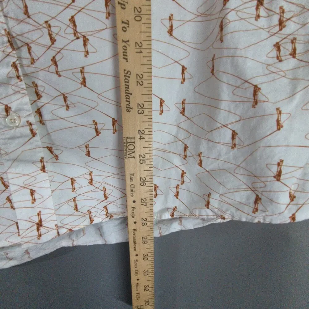 Billy Reid Shirt Mens XXL White All Over Print Standard Cotton Short Sleeve - Picture 5 of 7